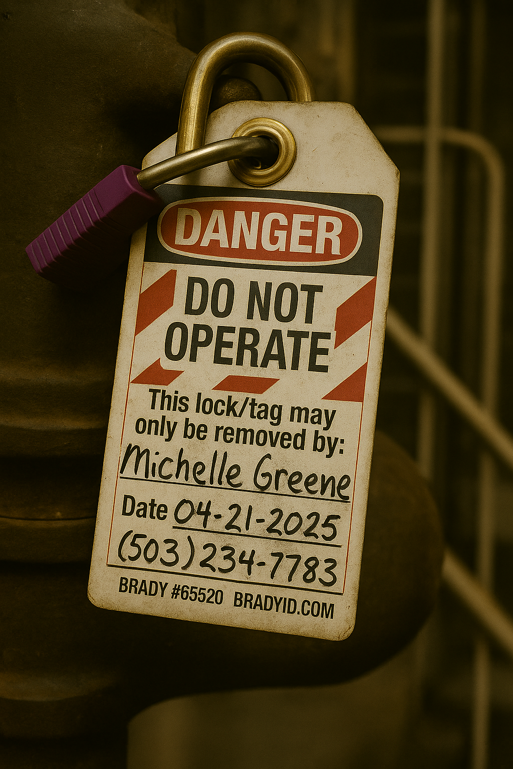 LOTO Lock Out Tag Out verification example
